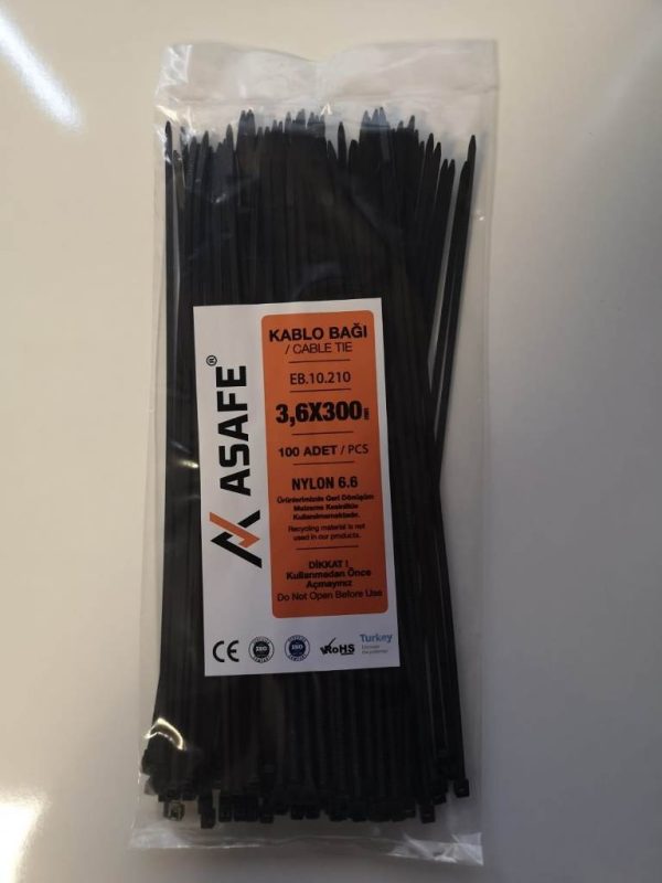 ASAFE 3,6x300 Plastik Kablo Bağı (100 Ad)