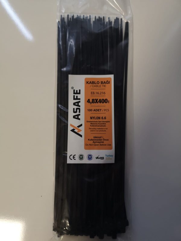 ASAFE 4,8x400 Plastik Kablo Bağı (100 Ad)